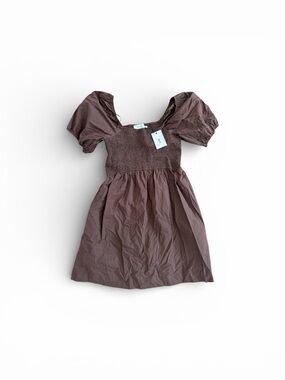 Greylin Brown Puff-Sleeve Smocked Mini Dress